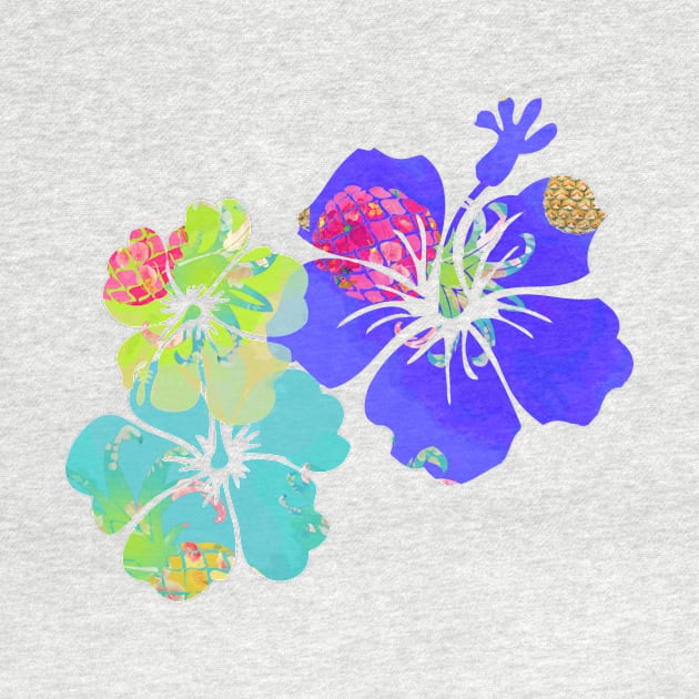 PixDezines Aloha Hibiscus, Purple, Lime, Aqua by PixDezines